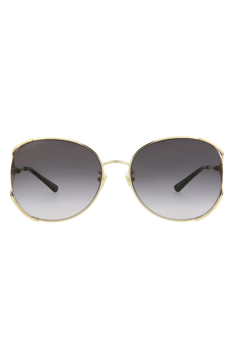 Gucci 59mm Round Sunglasses, Main, color, Gold Gold Grey