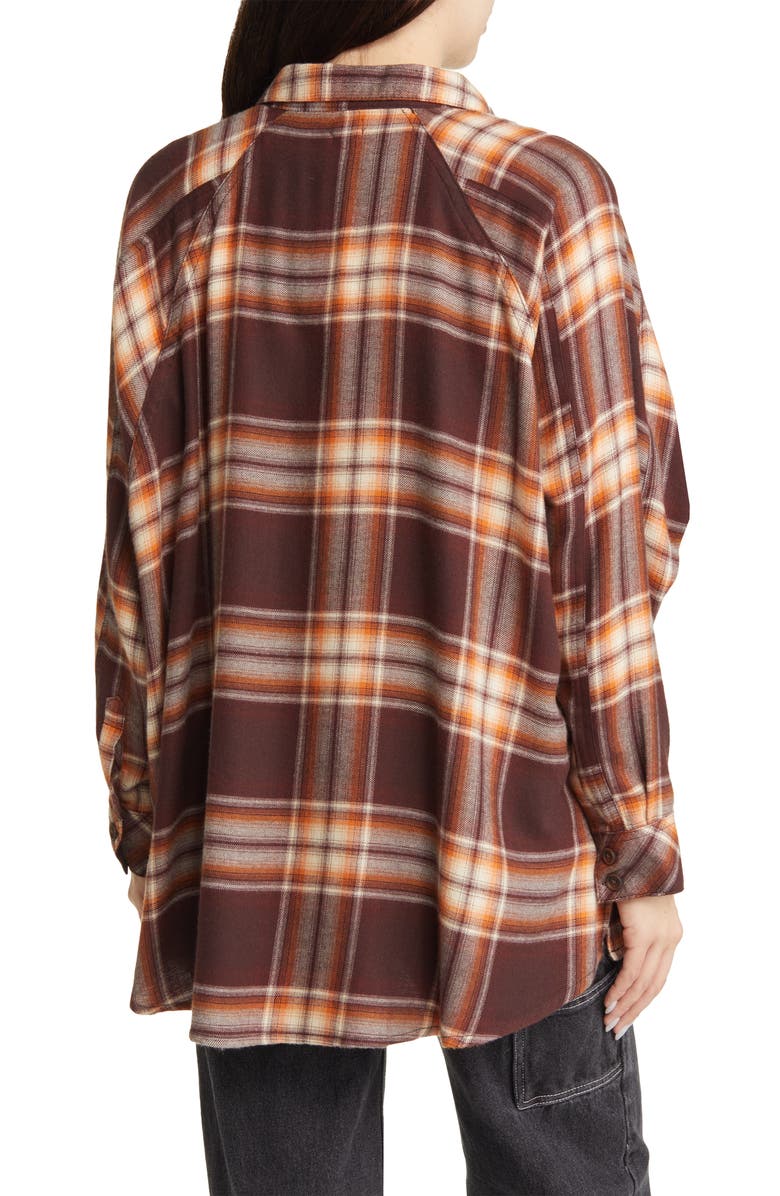 BDG Urban Outfitters Brendon Plaid High-Low Flannel Button-Up Shirt, Alternate, color,