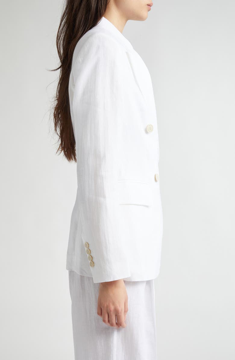 Eleventy Double Breasted Linen Blazer, Alternate, color, White