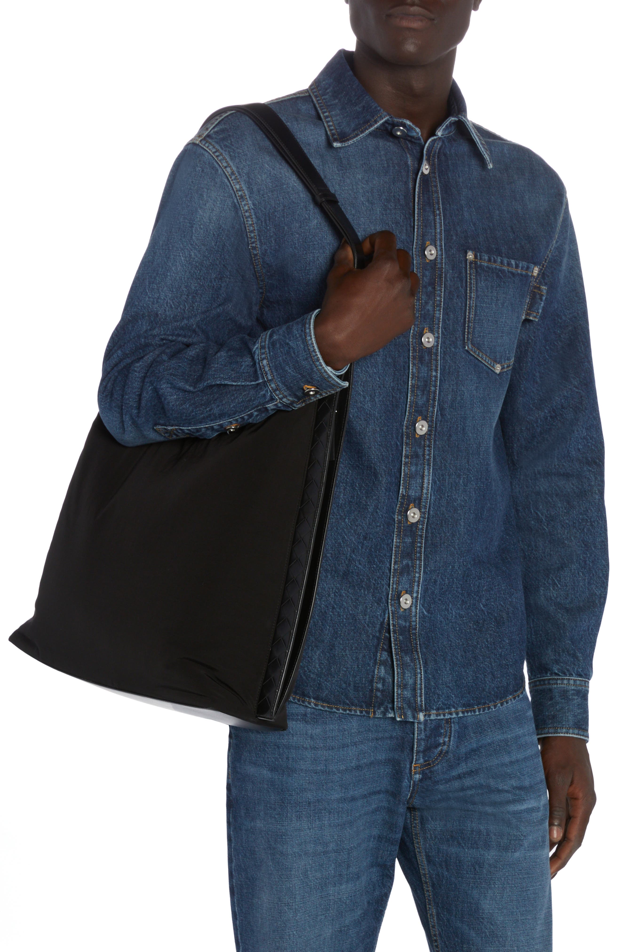 Bottega Veneta Large Nylon Hobo Bag, Alternate, color, 