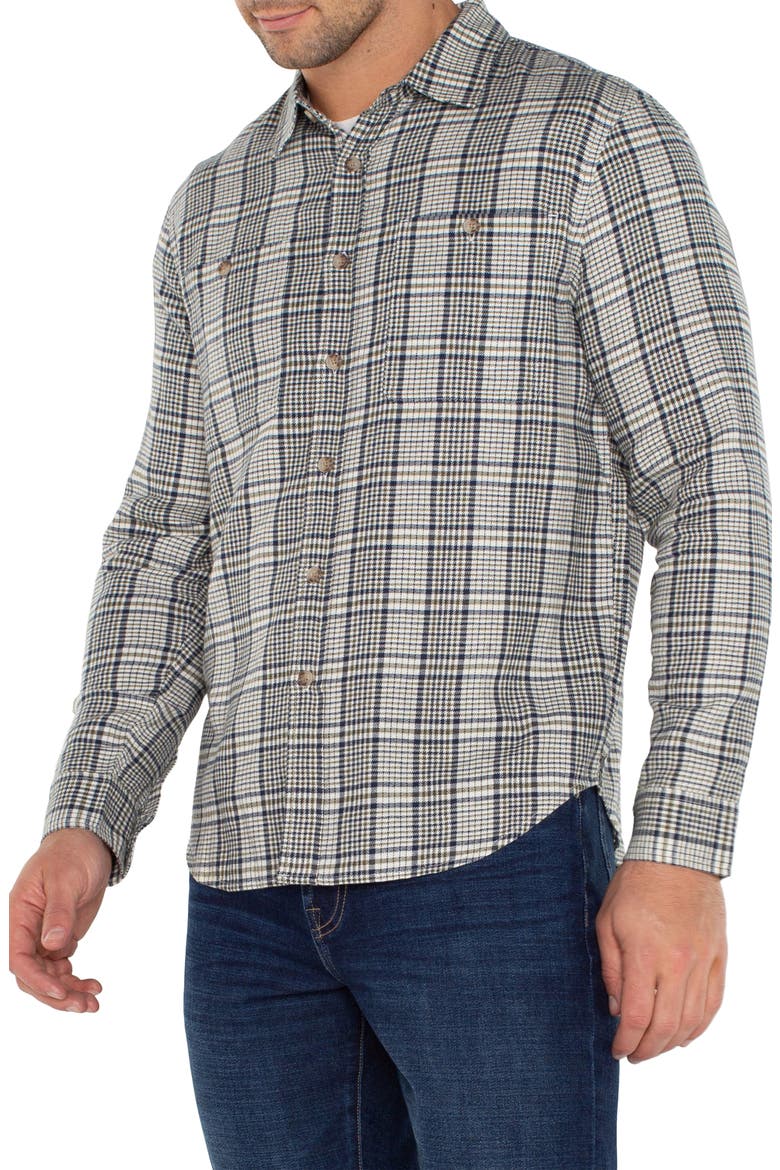 Plaid Double Pocket Button-Up Shirt, Alternate, color, IVORY NAVY OLIVE