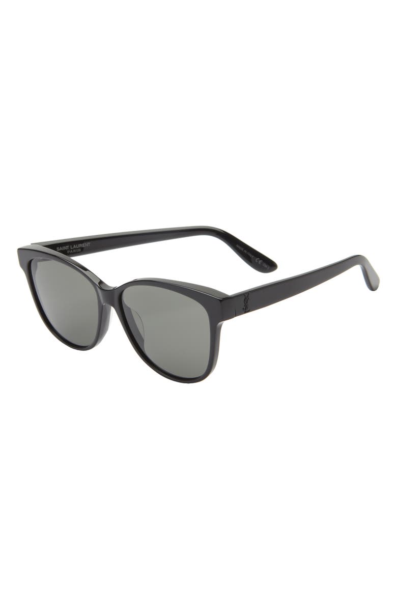 Saint Laurent 58mm Oval Sunglasses, Alternate, color, Black Black Grey