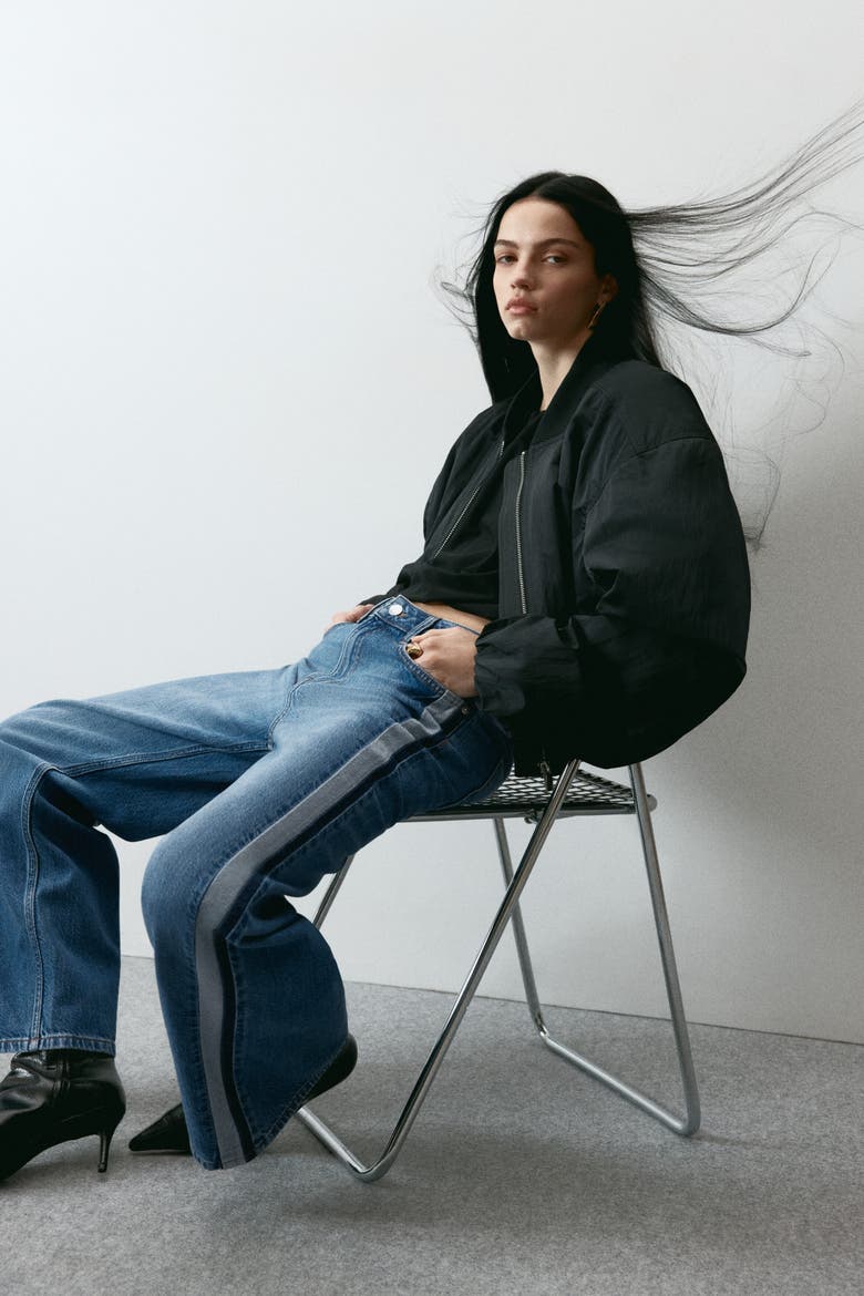 Wide Regular Side-striped Jeans, Alternate, color, Denim blue/dark blue