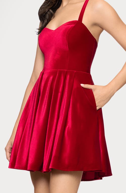 Blondie Nites Velvet Minidress In Red