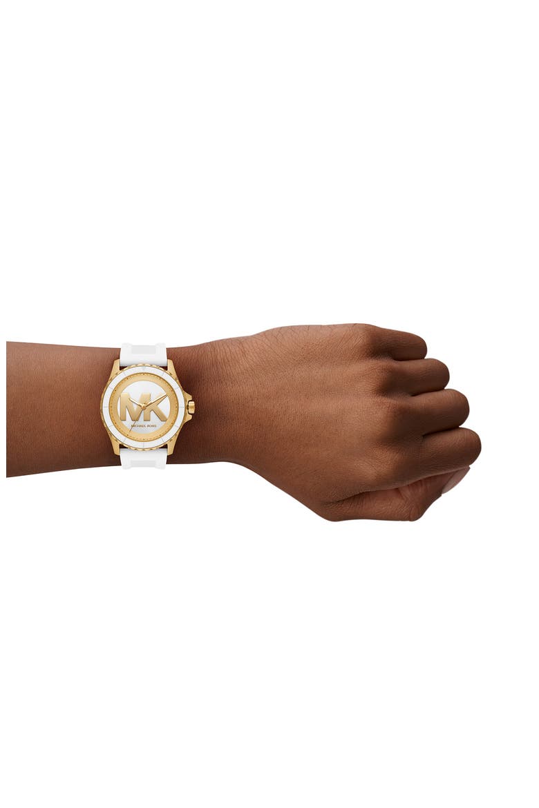 Everest Chronograph Silicone Strap Watch, 40mm, Alternate, color, GOLD