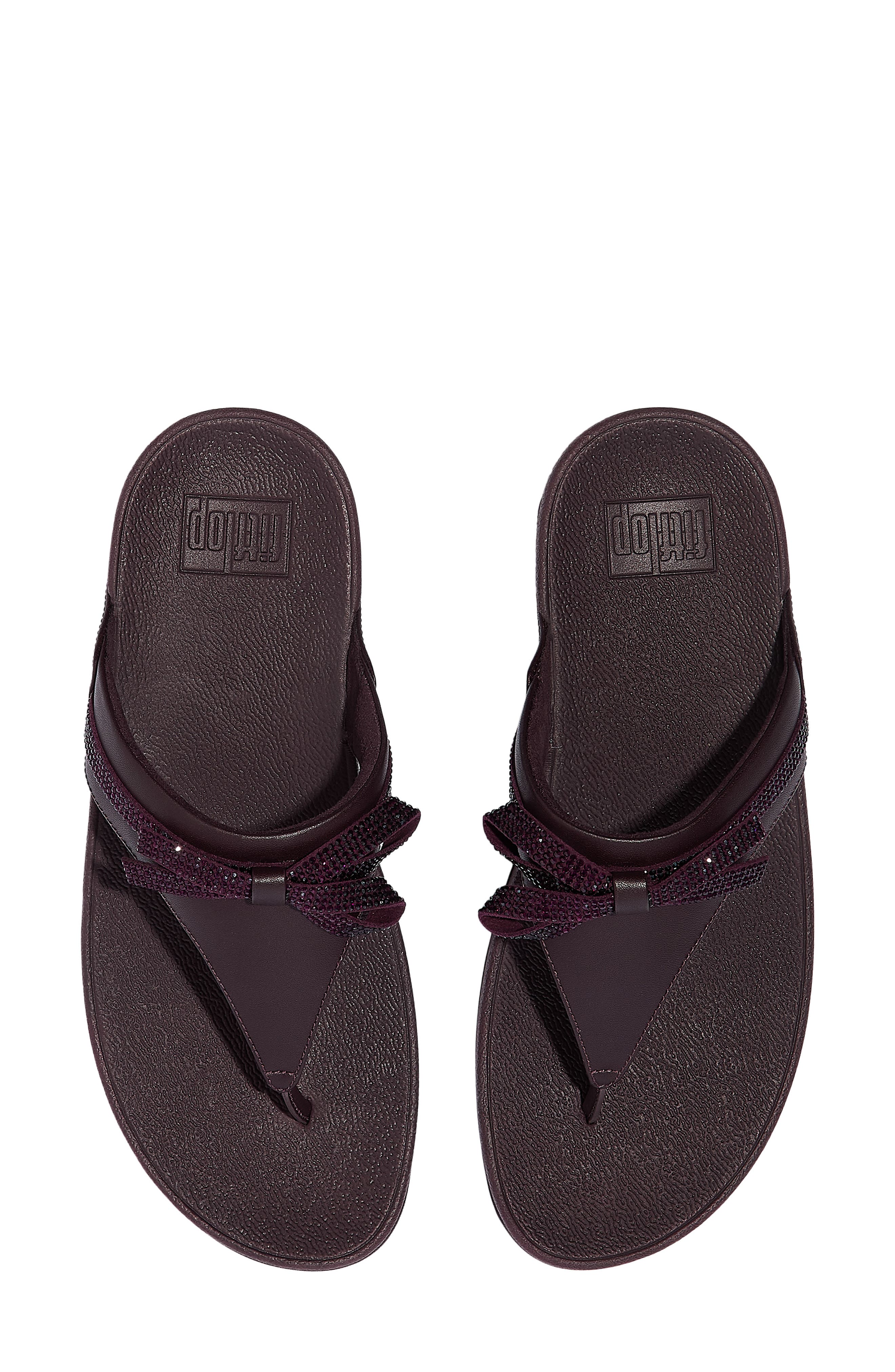 Lulu Glitz Bow Post Toe Wedge Sandal, Alternate, color, PLUMBERRY