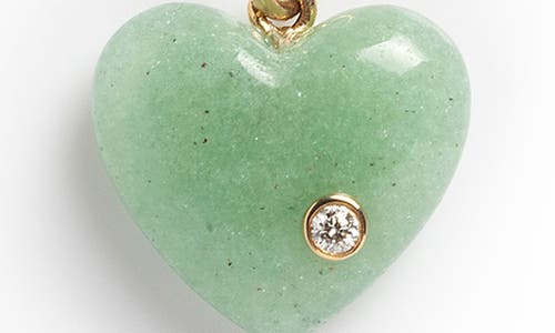 Local Eclectic Semiprecious Stone & Lab Grown Diamond Heart Charm In Green