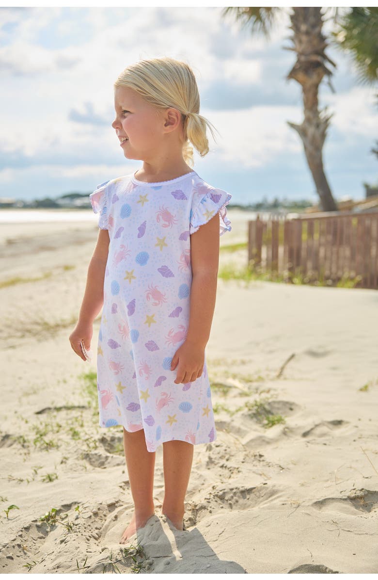 Little English Kids' Printed Angel Sleeve Dress, Alternate, color, Sea Shells