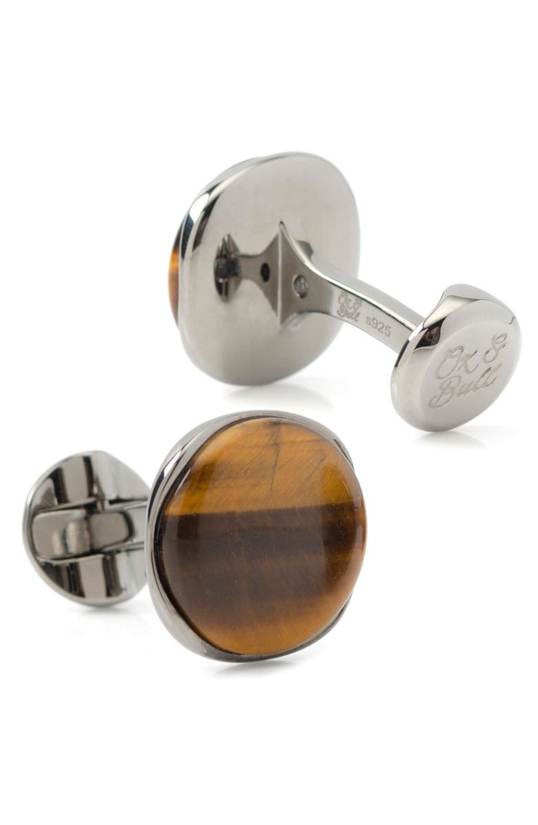 Cufflinks, Inc. Tiger's Eye Cuff Links, Alternate, color, Brown