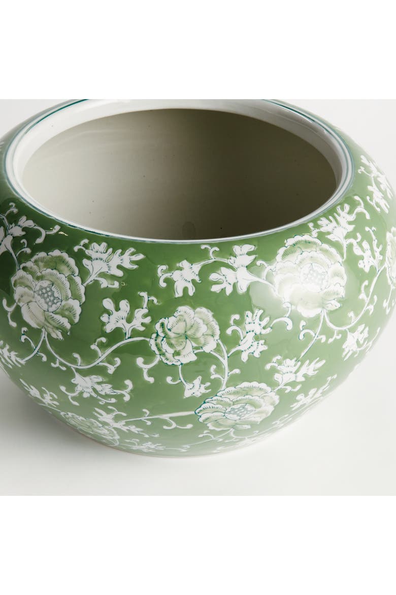 Green & White Chinoiserie Large Imperial Lotus Planter, Alternate, color, Green