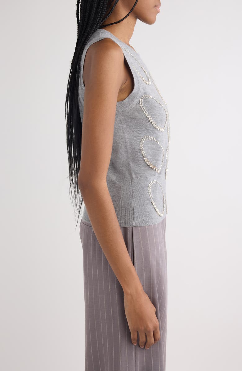 Dries Van Noten Taja Ellipses Crystal Embellished Sleeveless Merino Wool Sweater, Alternate, color, Grey