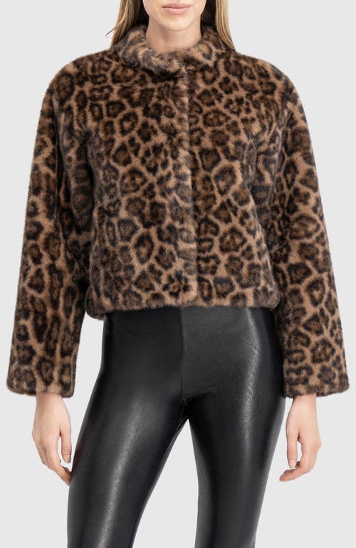 Lyla Grant Fur-free Mink (faux Fur) Collarless Jacket In Animal Print