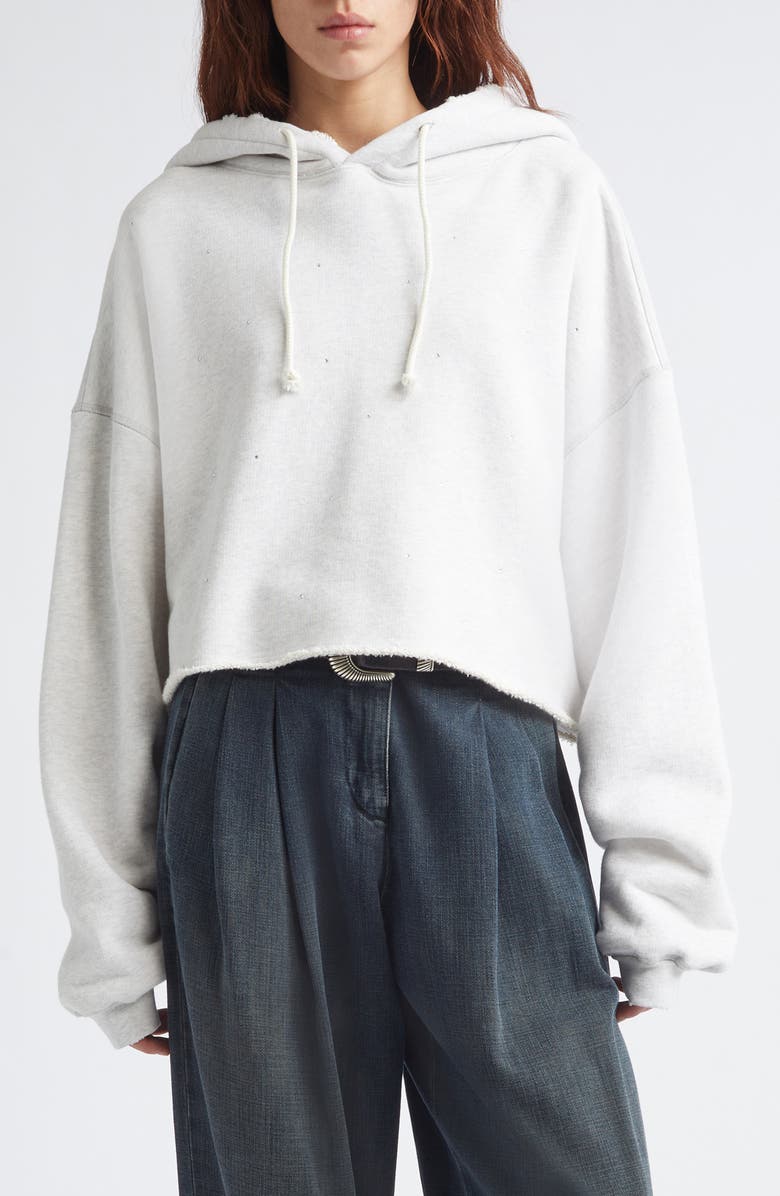 Golden Goose Star Oversize Crop Hoodie, Main, color, Vintage Gray Melange