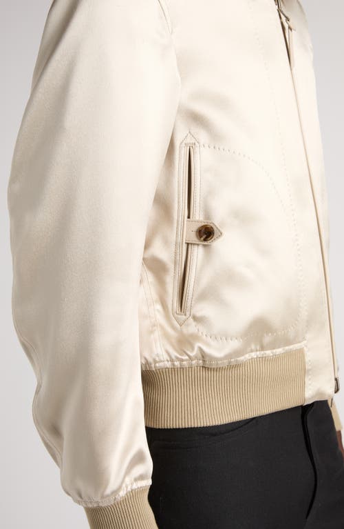 Tom Ford Silk Reversible Bomber Jacket In Champagne