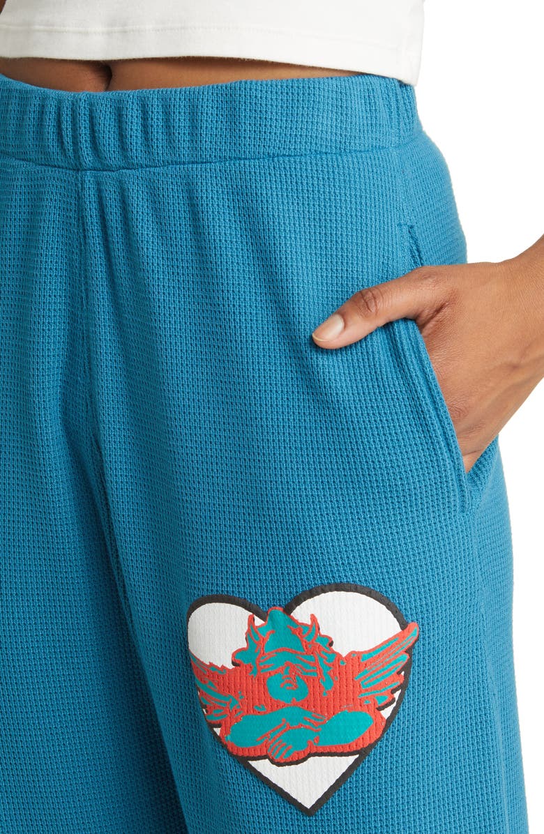 BOYS LIE Blue Read Reciepts Cotton Waffle Knit Sweatpants, Alternate, color,