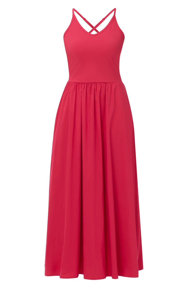 Sweaty Betty Explorer Ribbed Halter Neck Midi Dress, Alternate, color, Crimson Red