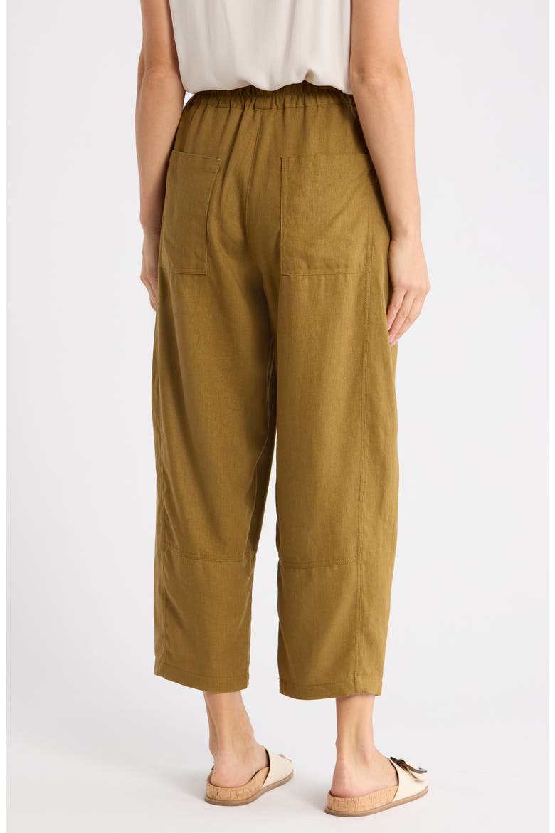 Crop Linen Blend Barrel Leg Pants, Alternate, color, BRONZE