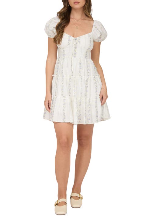 Floral Print Puff Sleeve Minidress