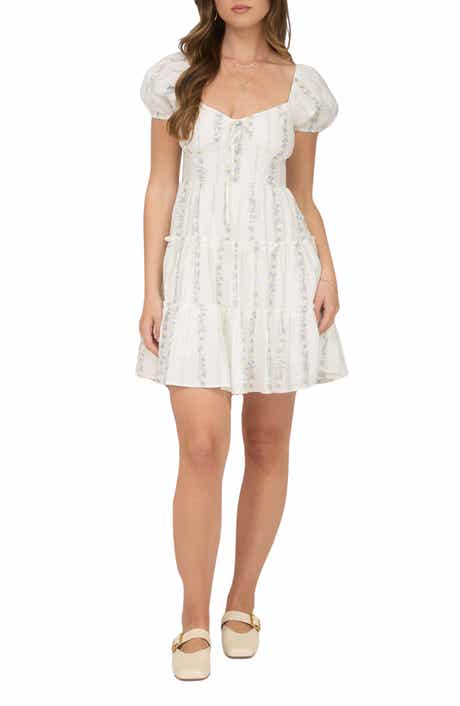 Blu Pepper Floral Print Puff Sleeve Minidress
