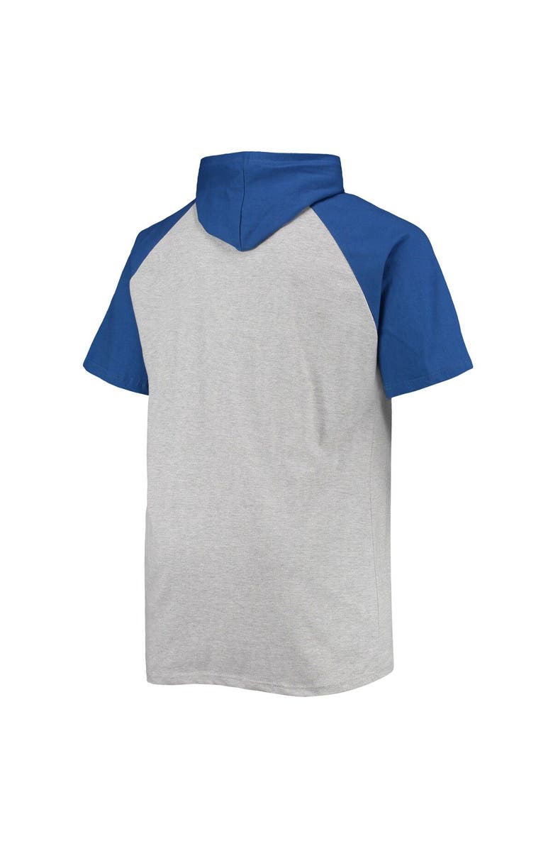 PROFILE Men's Heathered Gray/Royal Buffalo Bills Big & Tall Raglan Short Sleeve Pullover Hoodie, Alternate, color, Heather Gray