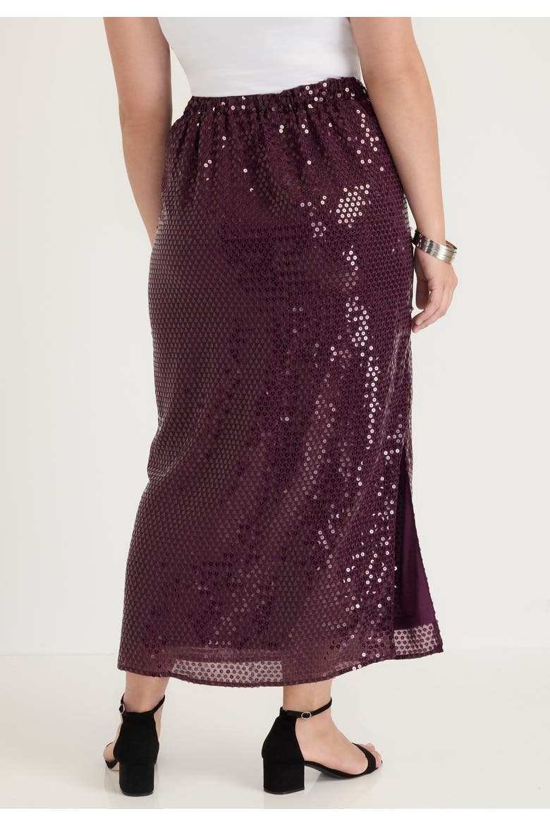 Sequined Midi Skirt, Alternate, color, DARK PURPLE