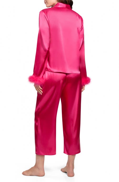 In Bloom By Jonquil Nayeli Marabou Trim Satin Top & Pants Pajamas In Pink