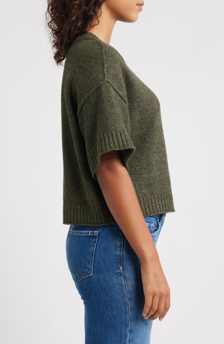 CITY BLUES Broome Crop Short Sleeve Sweater, Alternate, color, Olive