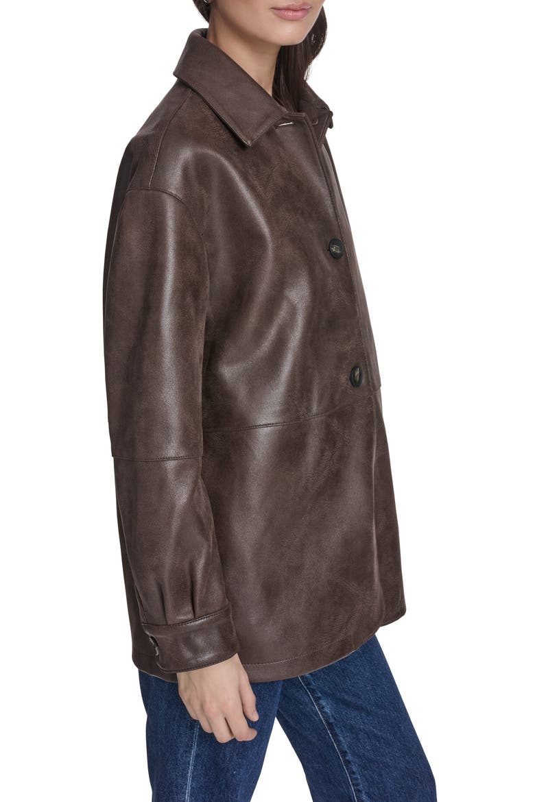 Water Resistant Faux Leather Coat, Alternate, color, DARK BROWN FAUX SUEDE