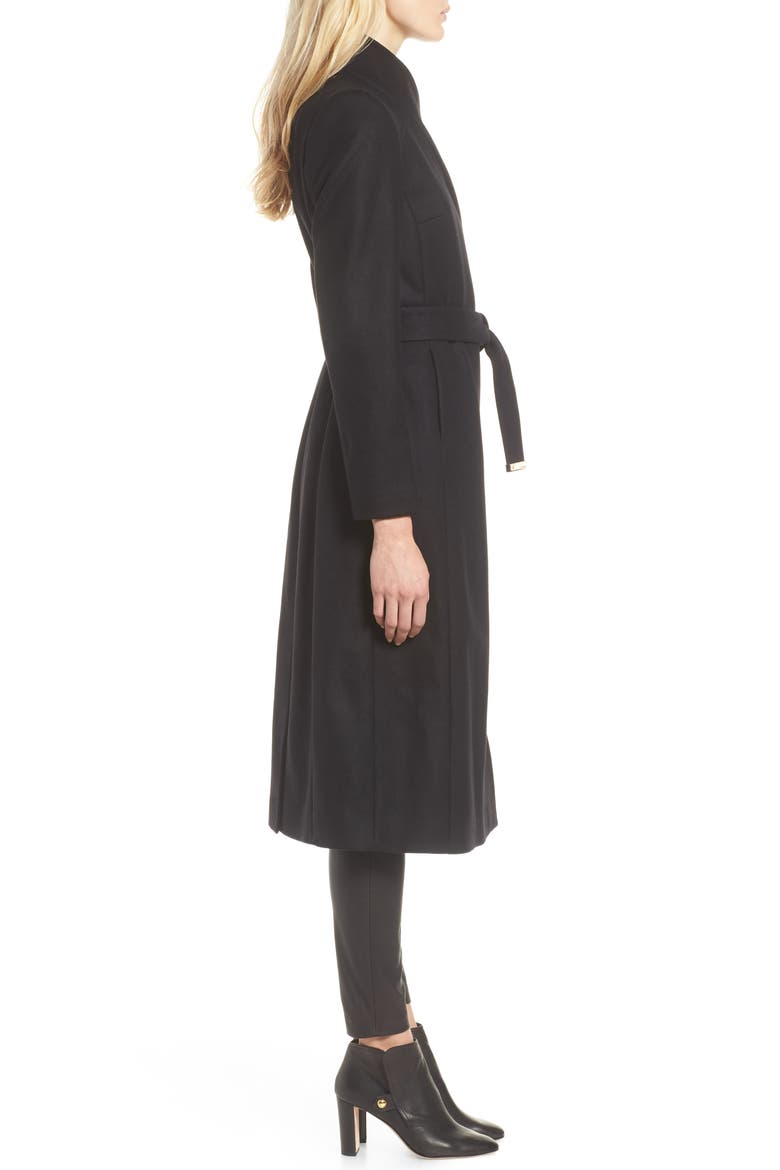 Ted Baker Londer Midi Wool Wrap Coat, Alternate, color, BLACK 2