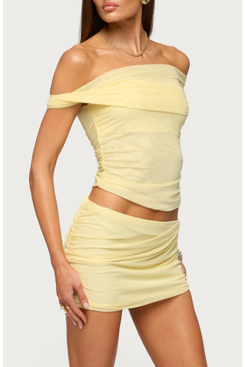 Raquela Twist Ruched Off the Shoulder Top, Alternate, color, LIGHT-YELLOW