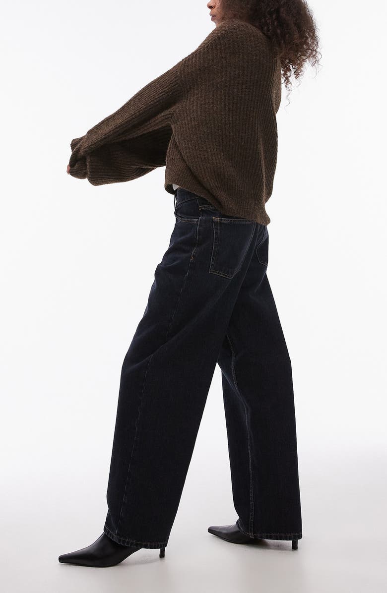 Topshop Cinch Back Low Rise Wide Leg Jeans, Alternate, color, 