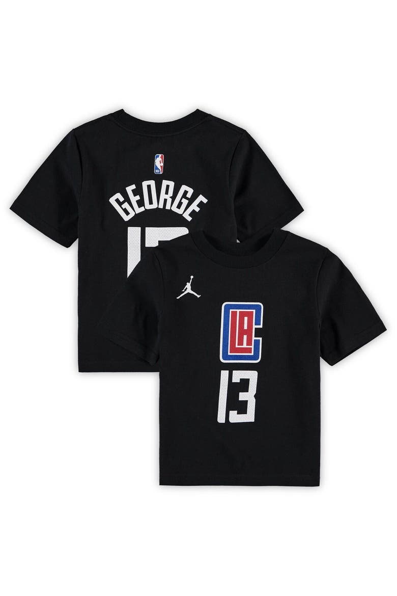 Preschool Jordan Brand Paul George Black LA Clippers Statement Edition Name & Number T-Shirt, Main, color, Black