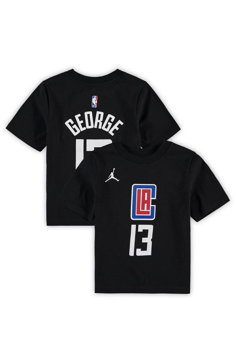 Jordan Brand Preschool Jordan Brand Paul George Black LA Clippers Statement Edition Name & Number T-Shirt, Main, color,