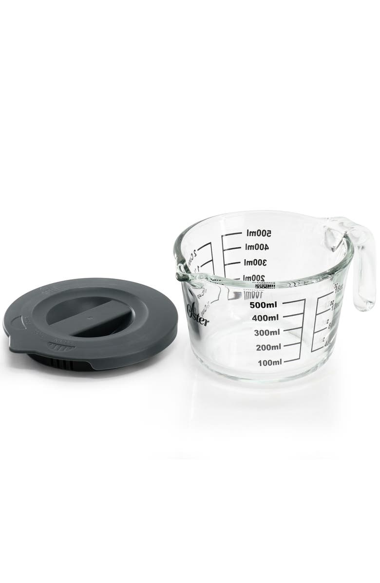 OSTER Coolidge 16 Ounce Glass Measuring Cup with Lid, Alternate, color, Grey