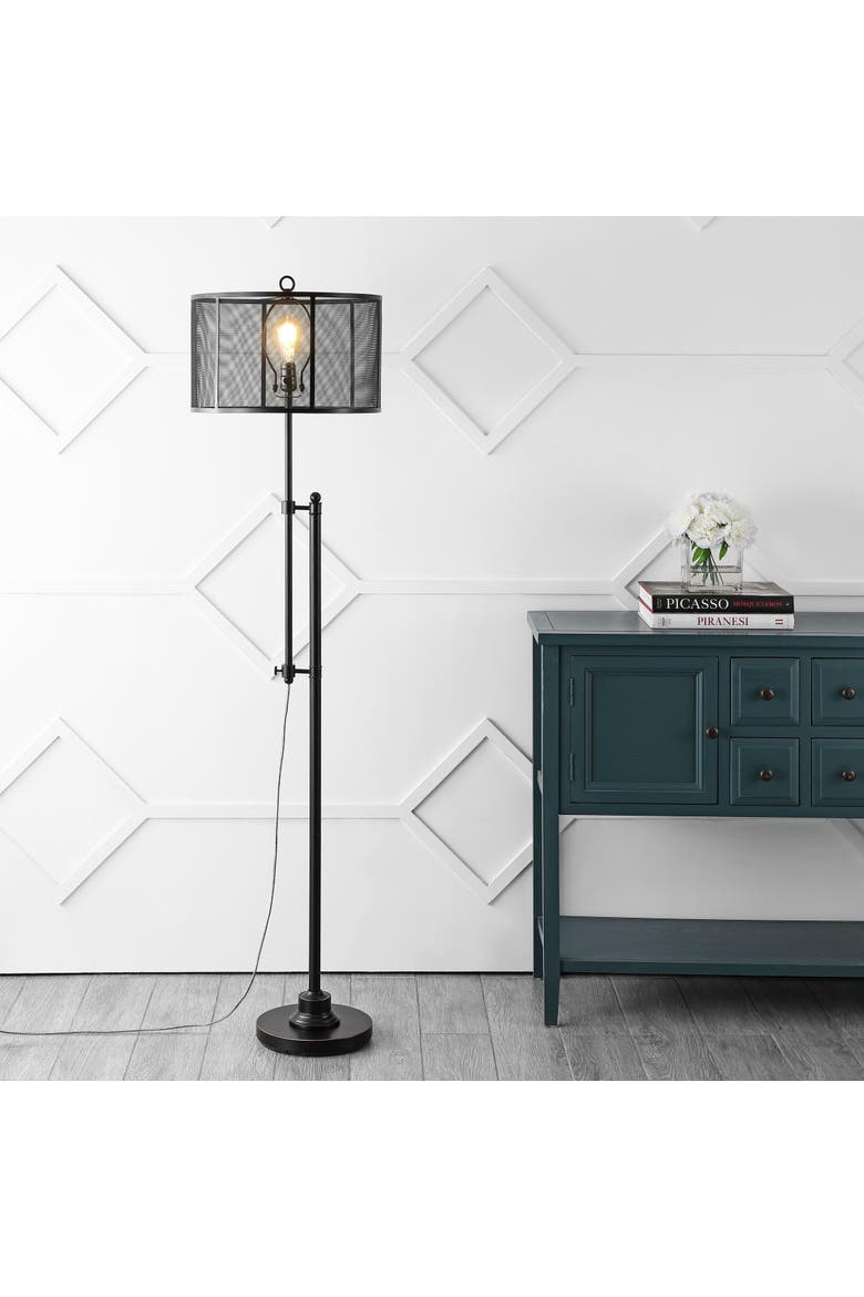 Noah Modern Industrial Iron Height-Adjustable LED Floor Lamp, Main, color, Charcoal/Black