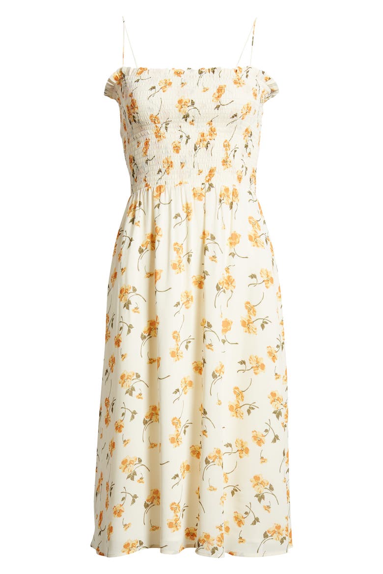 Sable Smocked Bodice Midi Dress, Alternate, color, LIMONADA