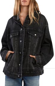HINT OF BLU Hooded Denim Trucker Jacket