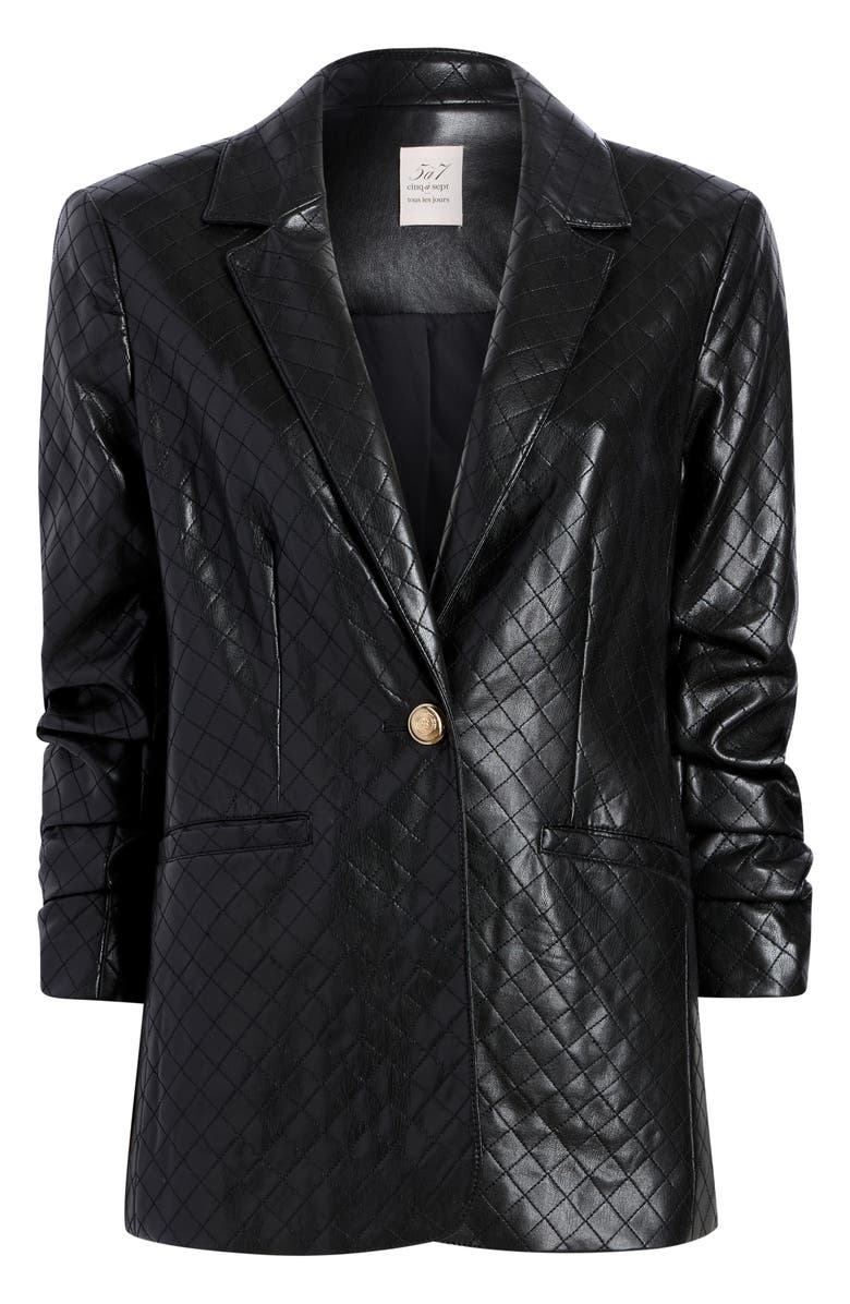 Cinq à Sept Khloe Quilted Faux Leather Blazer, Alternate, color, Black
