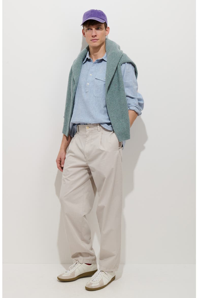 Georges Pleated Cotton Pants, Alternate, color, STONE