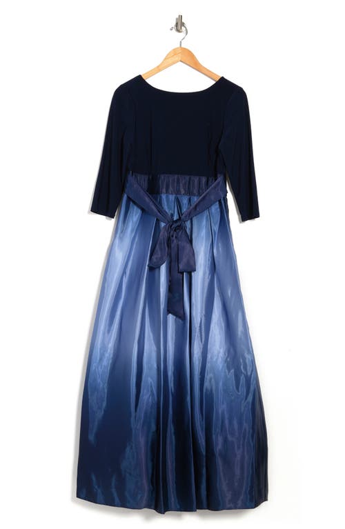 Sl Fashions 3/4 Length Sleeve Ombre Dress In Blue