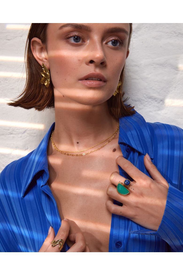 Avery Lapis and Aqua Chalcedony Cocktail Ring, Alternate, color, Gold