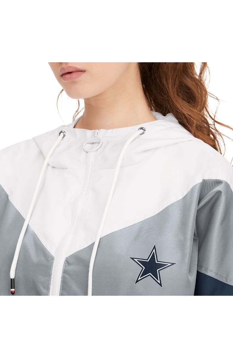 Tommy Hilfiger Women's Tommy Hilfiger White/Navy Dallas Cowboys Staci Half-Zip Hoodie Windbreaker Jacket, Alternate, color, White
