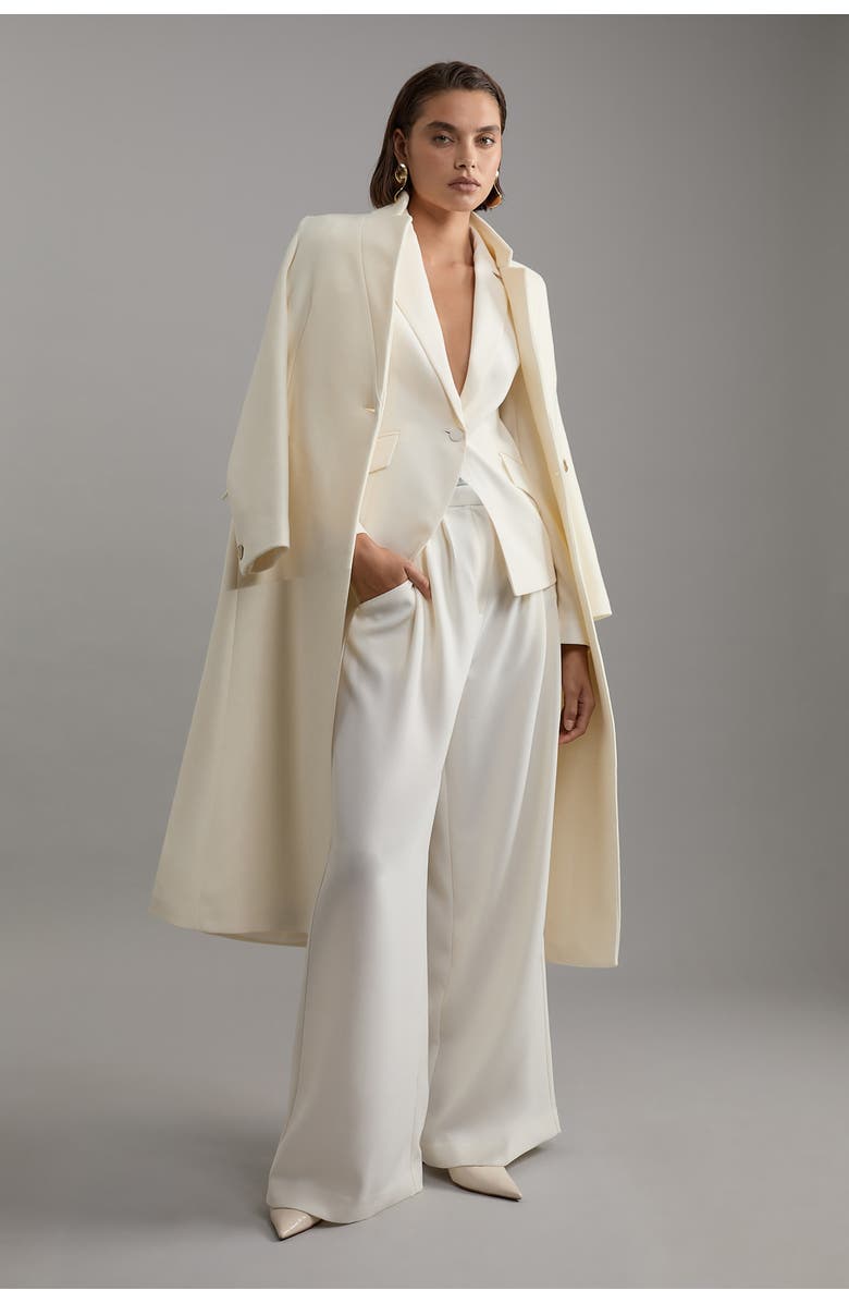 Karen Millen Pleat Detail Wide Leg Pants, Alternate, color, Ivory