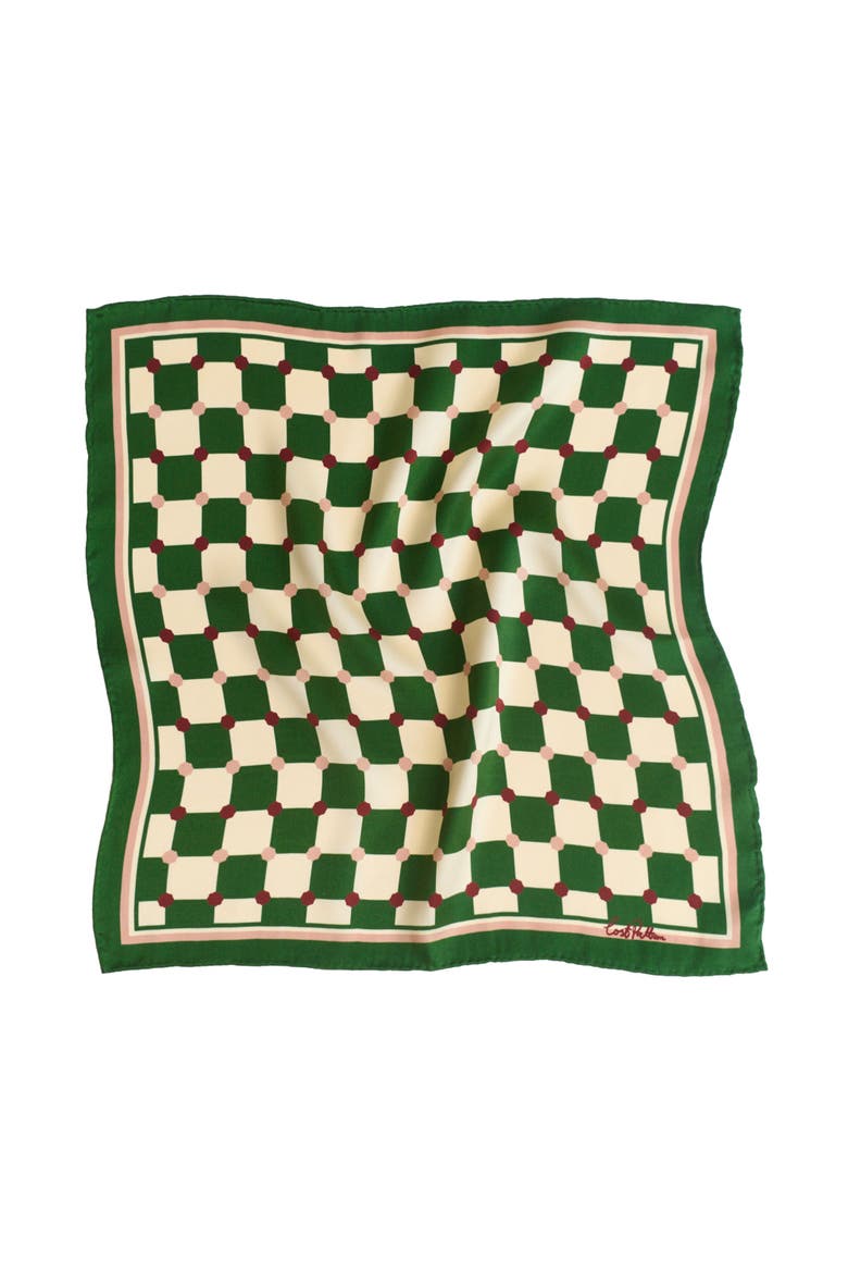 Checkerboard Pocket Square, Alternate, color, Green