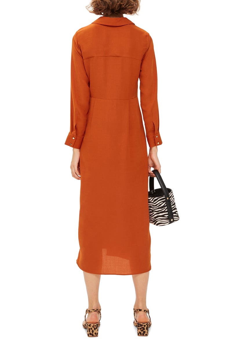 Topshop Twist Front Midi Dress, Alternate, color, 