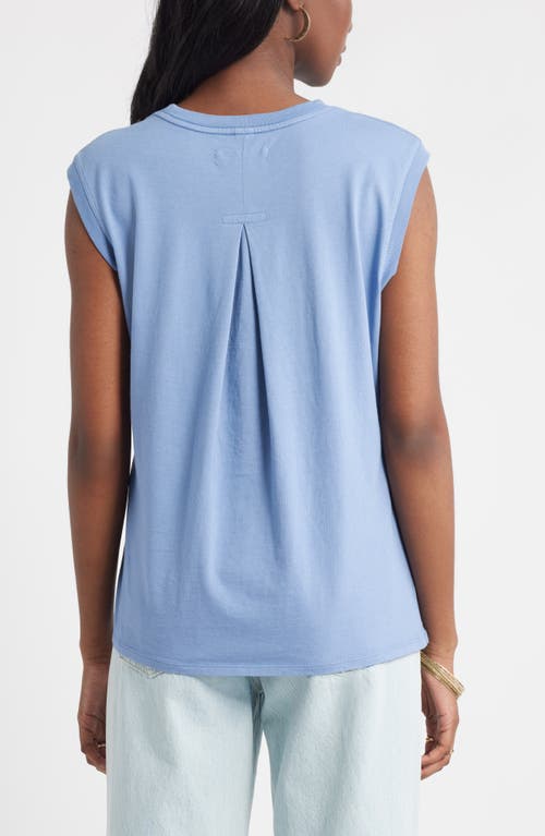 Treasure & Bond Pleat Shoulder Cotton Tank In Blue
