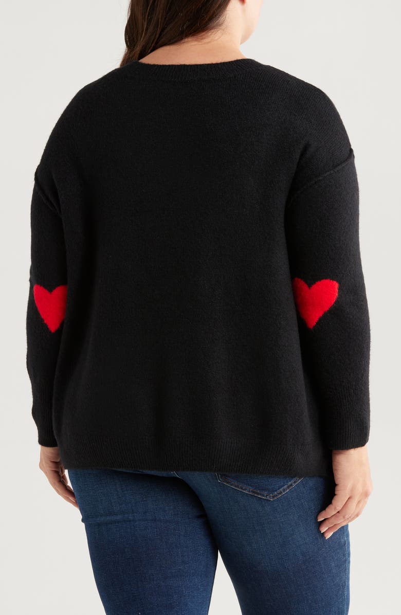 CeCe Elbow Heart Detail Crewneck Sweater, Alternate, color, Rich Black