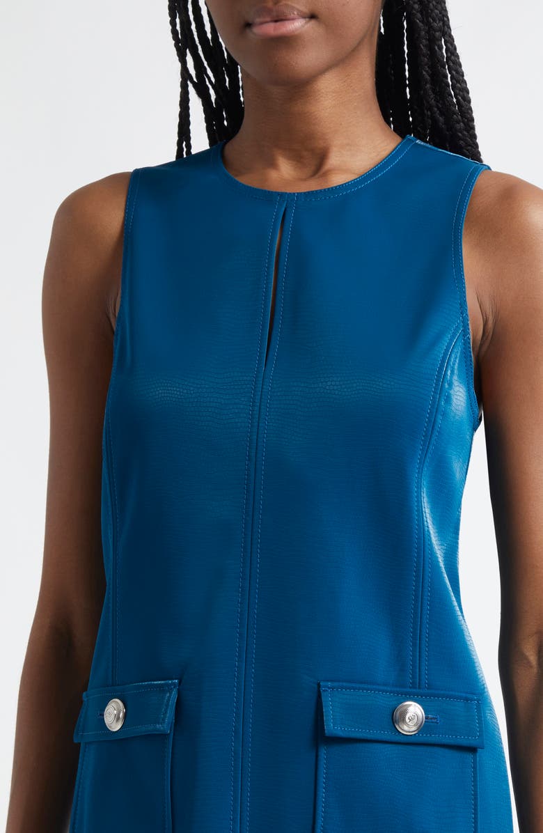 Cinq à Sept Mia Embossed Faux Leather Sleeveless Minidress, Alternate, color, Ink Blue