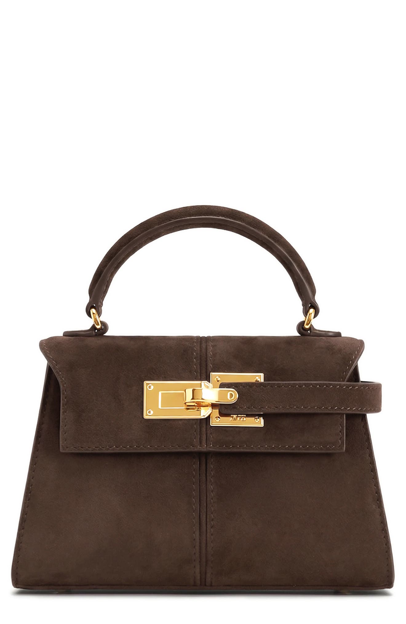 Elise Faux Suede Top Handle Bag, Main, color, MOCHA BROWN