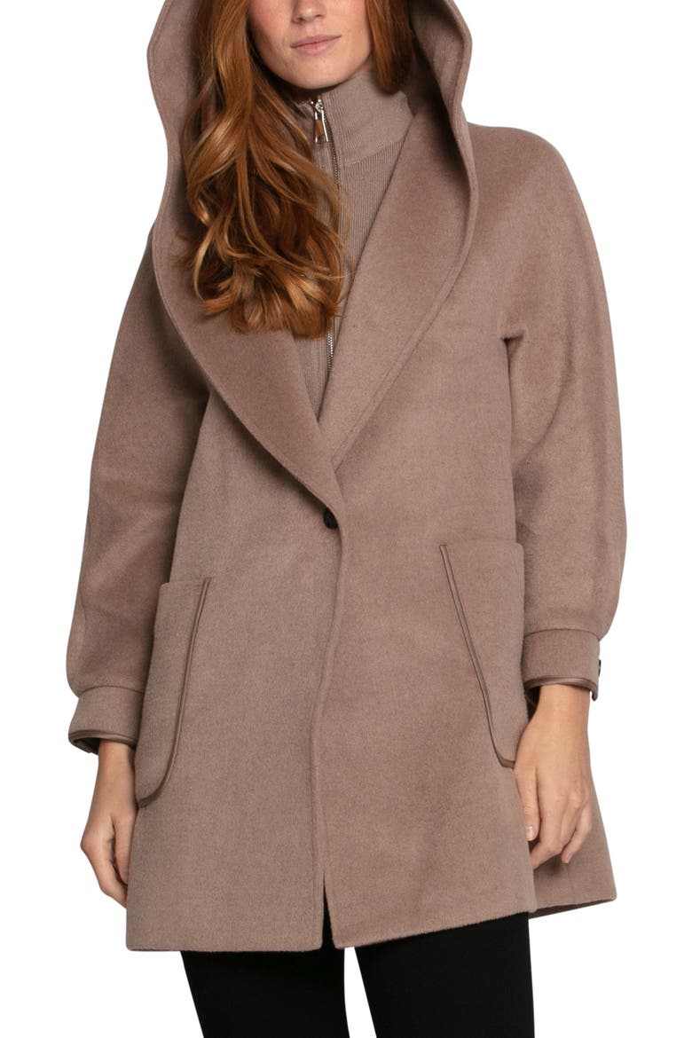 Next To You Coat with Rib Knit Bib, Main, color, BROWN